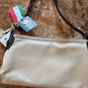 Cream Leather Shoulder Bag  made in ITALY